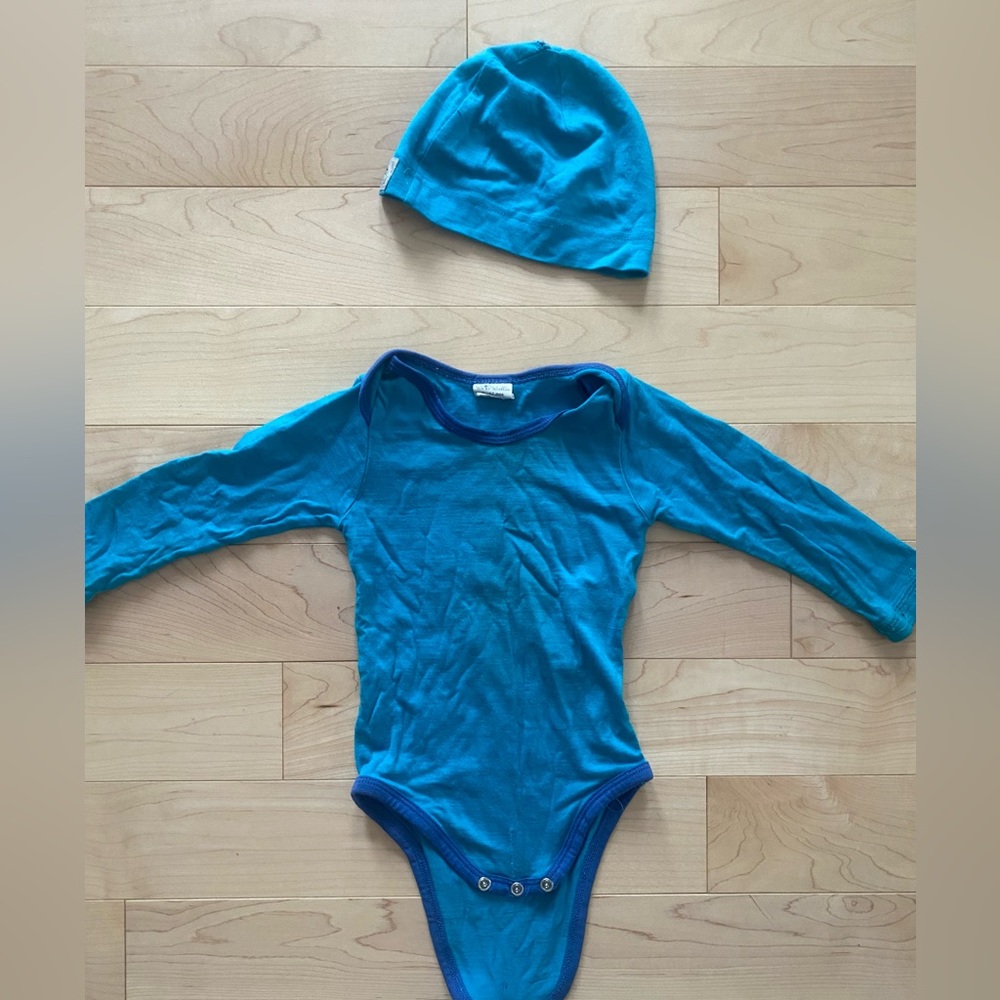 Wee Woollies Merino Long-sleeve Bodysuit and Beanie